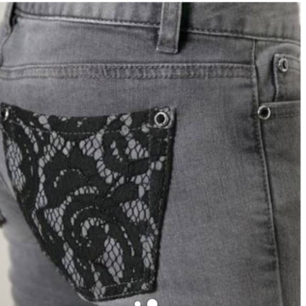 MICHAEL KORS GREY DENIUM LACE POCKET JEWEL JEANS - Picture 3 of 5